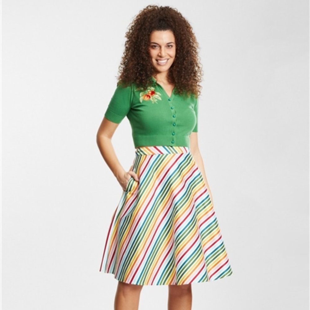 Collectif X Modcloth Mattie Diagonal Rainbow Stripe Skirt